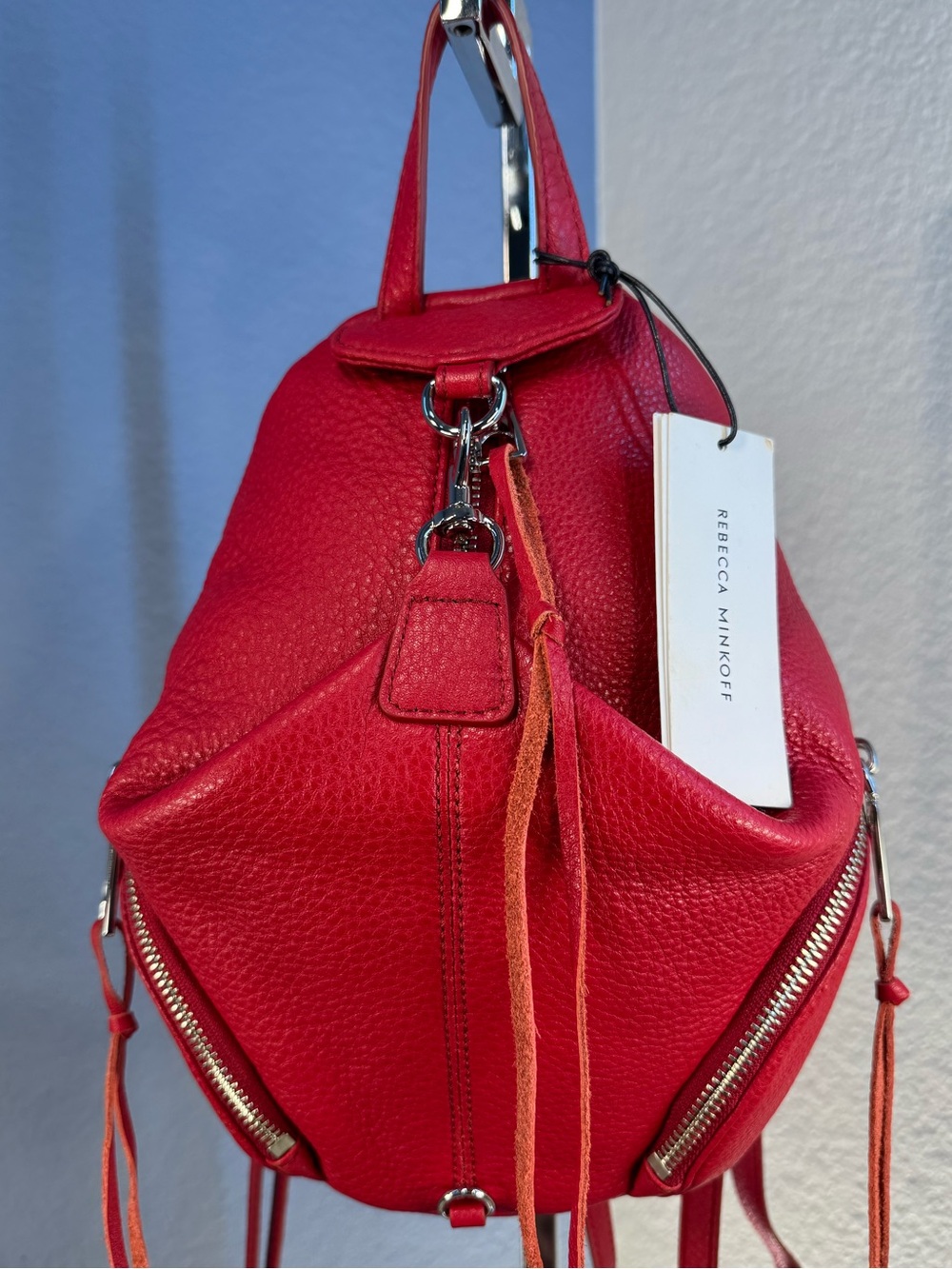 Rebecca Minkoff Mini Julian Convertible Leather Backpack NWT Paprika Red